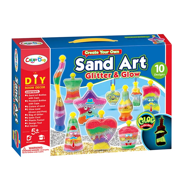 DIY Luminous Creative Stem Craft Kinder Sandkasten Spielzeug 8 Art Sand flaschen 2 Anhänger Flaschen 8 Bright Sand 2 Dark Sand Lila