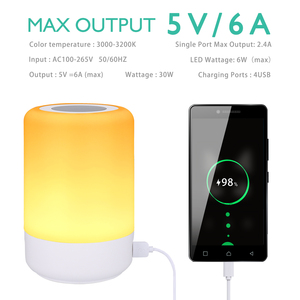 Функция памяти, переключатель с таймером и 4 USB-портами для зарядки, цветное изменение дыхания, постепенная атмосфера, сенсорный ночник - Product Image 6