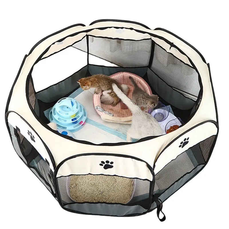 Çıkarılabilir katlanabilir sekizgen köpek kafesi yatak pet çadır evcil hayvan çiti köpek postoperatif teslimat odası kedi doğum odası seyahat Pet yatak
