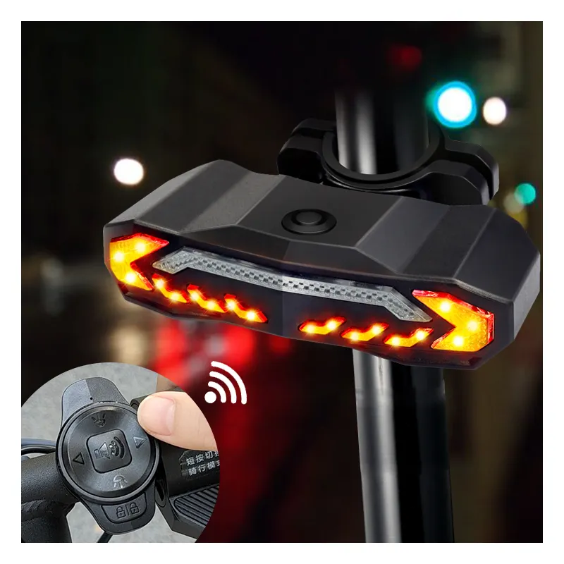 Luces de bicicleta LED recargables por USB con luz trasera de freno inteligente y alarma de motocicleta Material de PC IP65 Características a prueba de agua