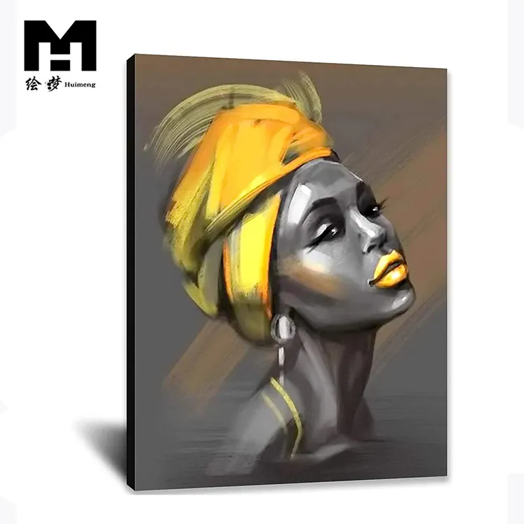 Yellow tribe pure decorazioni per la casa dipinte a mano su tela fatta a mano decorazione di arte della parete figura moderna ritratto africano donne dipinti ad olio