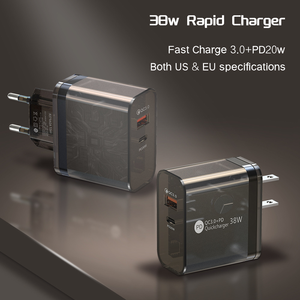 <strong>38W</strong> Transparent Shell <strong>Charger</strong> for Mobile Phone EU US Charging Head Tablet QC3.0 PD20W Fast Charge Adapter - Product Image 2