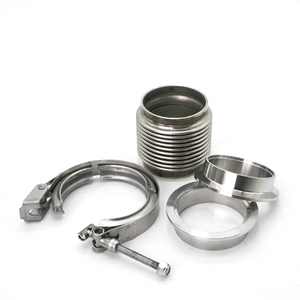 <strong>1.5</strong>&quot; Thru 4&quot; Exhaust Flexi Bellows Flex Joint Assembly with Solid Smooth Liner T Bolt <strong>V</strong> Band Clamp