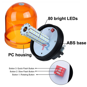 80 LED dönen Strobe Beacon uyarı lambası 5 inç boru montaj ile dönen ışık düzene geniş voltaj 12V 24V 10-30V DC - Product Image 2