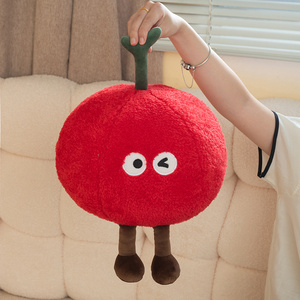 Custom Plush Pillow Big Eyes Embroidery <strong>Cherry</strong> Pillow Soft Fruit Plush Toy - Product Image 3