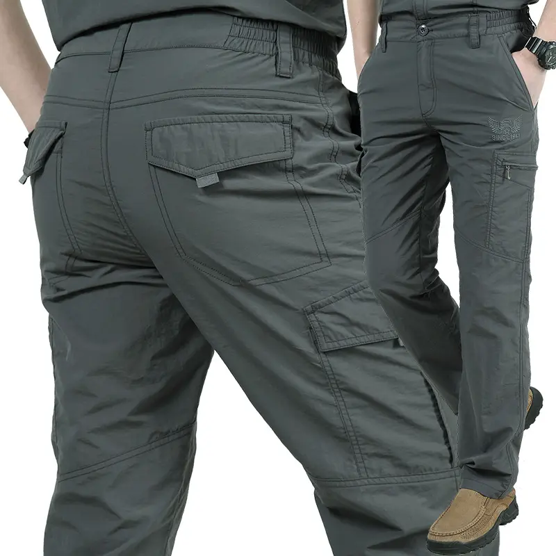 Pantalones Cargo impermeables para exteriores para hombre, pantalones largos informales de verano transpirables para hombre, pantalones Cargo de secado rápido R2084