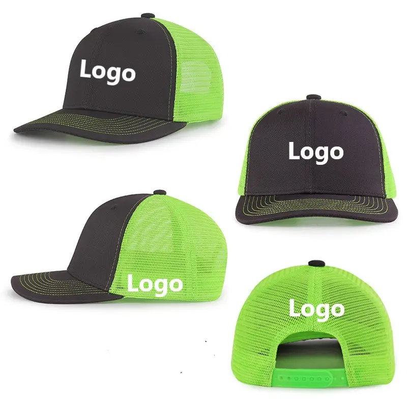 Gorra de camionero personalizada con parte trasera de malla, gorro de béisbol de sarga en blanco, ajustable, deportiva, Unisex