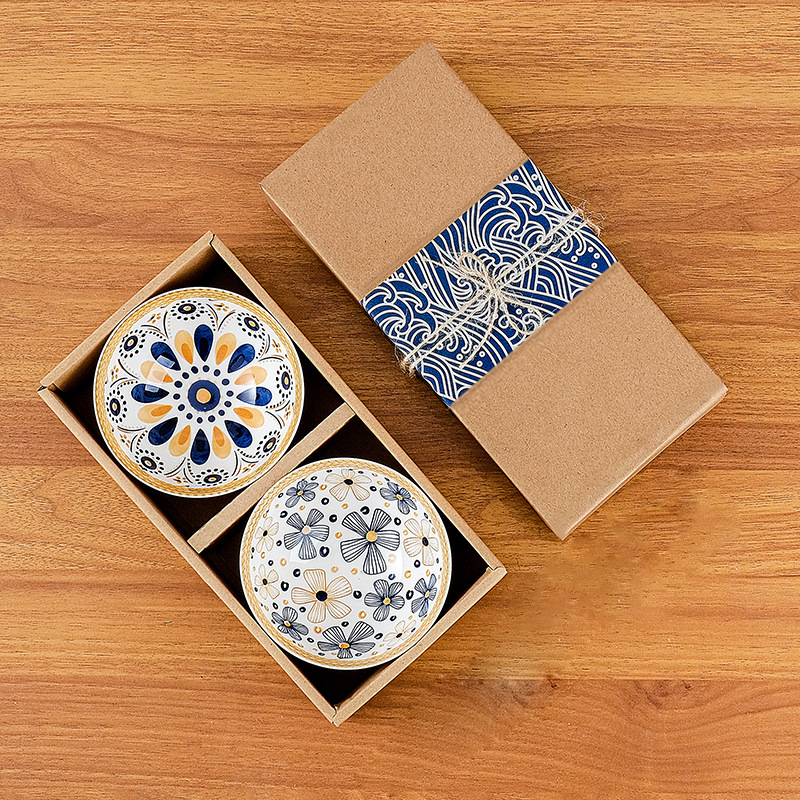 Flowers bloom and prosperity 2 bowls