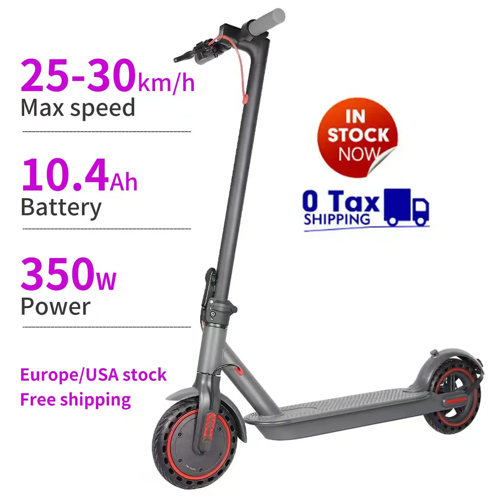 Trottinette électrique pour adultes, trottinette électrique Xiomi Mi 350 à moteur sans balais de 7,8 ah 10,4 ah et 365 W, entrepôt européen et américain de 35km