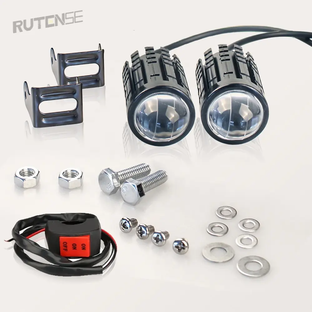 RUTENSE Wholesale Dual Color Motorcycle Lights 20W Mini Driving LED Light High Low Beam Motor Lighting Systems