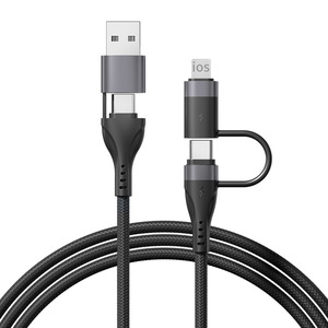 60W 4-in-1編組データケーブル電話ケーブル高速充電モバイルカメラコンピュータ用多機能 - Product Image 1