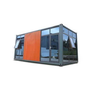 Casa contenedor, oficina o almacenamiento, unidades de construcción modulares, casa de acero prefabricada con marco de vidrio de ventana de pared de PVC