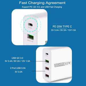 51W 3.0 PD QC hızlı şarj 4 Port taşınabilir USB adaptörü Tablet ab abd AU hızlı duvar şarj tak hızlı şarj - Product Image 5