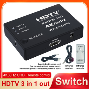 Conmutador DE VIDEO 4K * 2K 3x1 con control remoto IR Interruptor de 3 entradas y 1 salida para HDTV