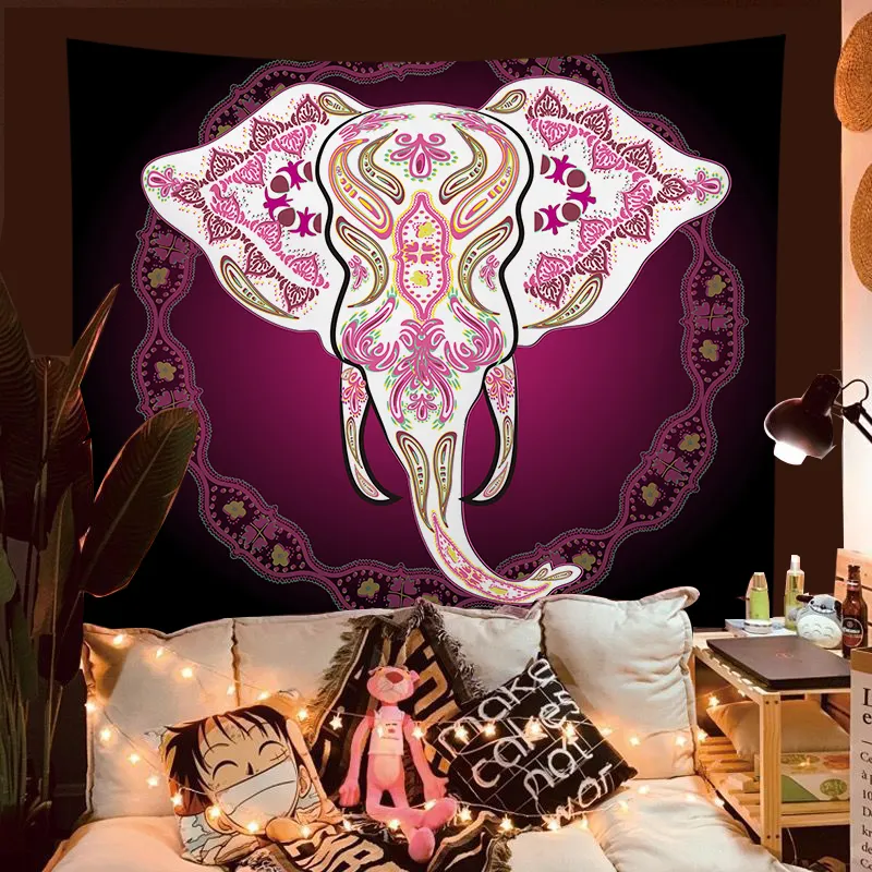 Permadani gajah India dekorasi dinding Boho gantung Mandala estetika 3D dekorasi Vintage Psychedelic Hippie dekorasi kamar rumah