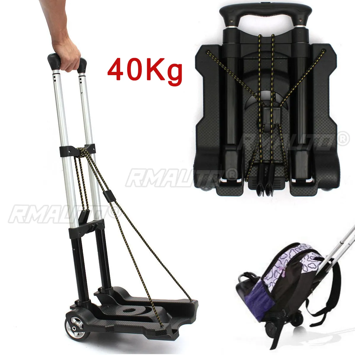 40kg Heavy Duty Pliable Hand Sack Wheel Trolley Camion pliable Brouette Chariot de voyage Bagages Shopping Cart Portable Home Use car