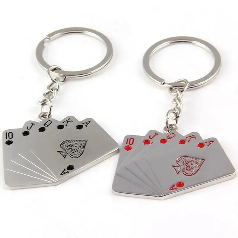 Custom Men's Car Keychain Versatile Key Chains Poker Keyring Metal Key Chains