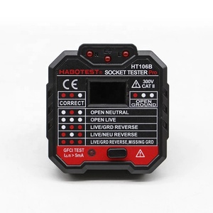เครื่องทดสอบซ็อกเก็ตหน้าจอดิจิตอล HT106B HT106D,เครื่องตรวจจับการตรวจสอบเฟสขั้วปลั๊กทดสอบแรงดันไฟฟ้ามัลติฟังก์ชัน HT106E - Product Image 2