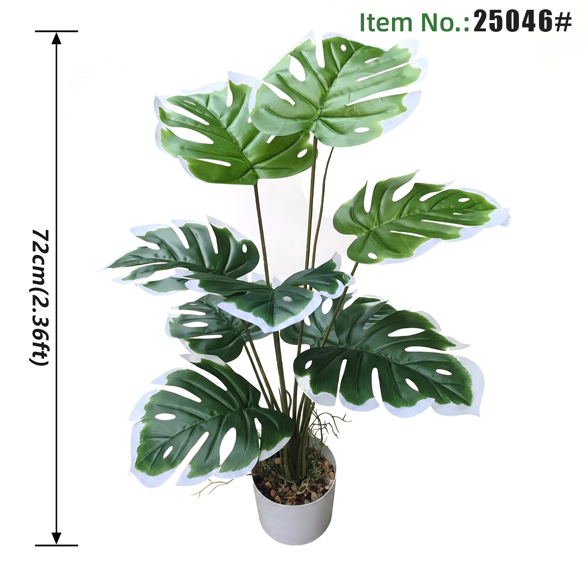 Plante artificielle en pot Monstera à bord blanc de 72 cm