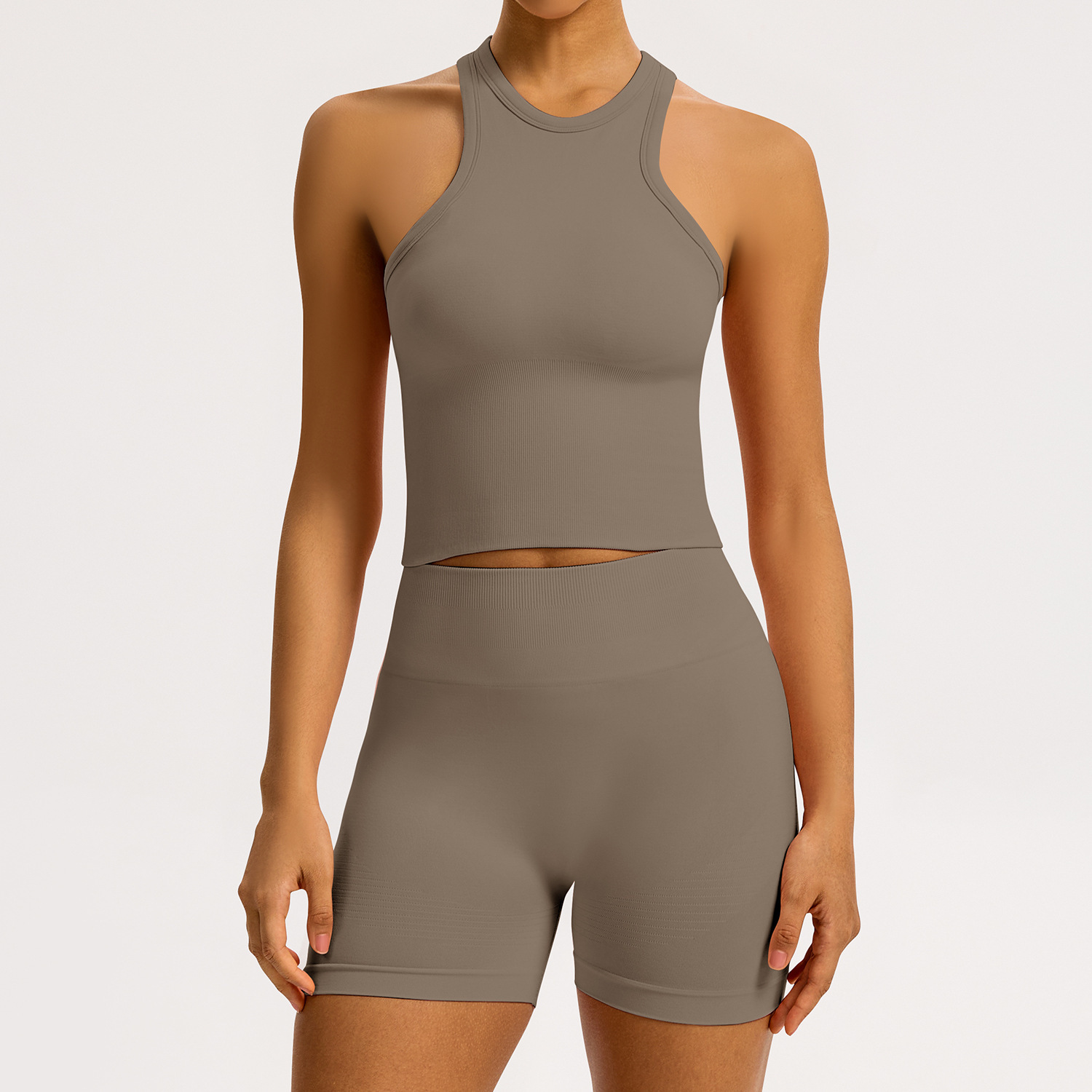 Khaki vest+shorts