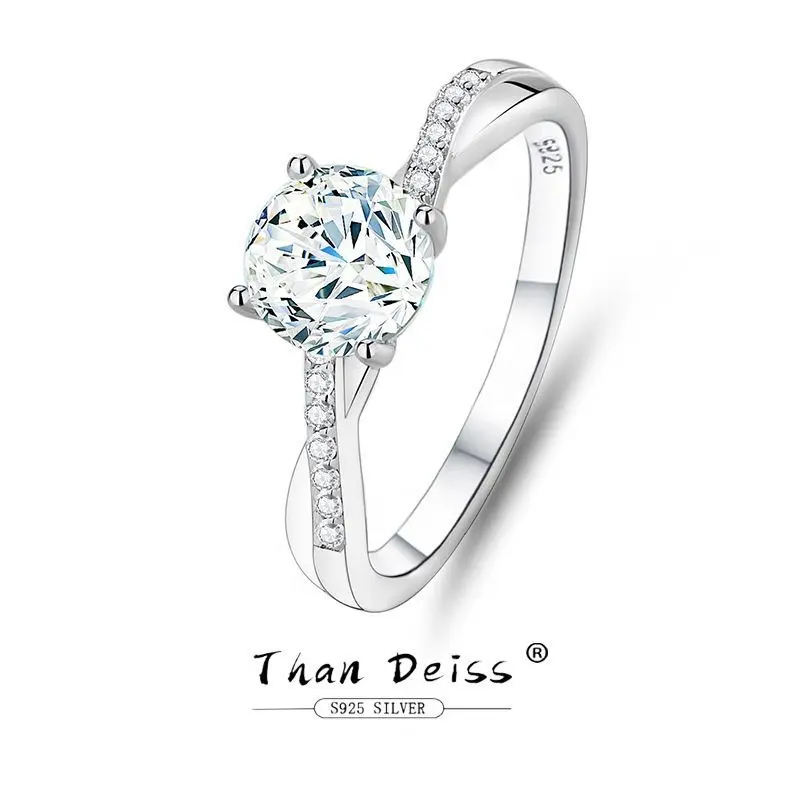 Anillo de moissanita de color D de 1 quilate para mujer, anillo de bodas de diamante simulado de plata de ley S925, anillo clásico de muerte de seis garras