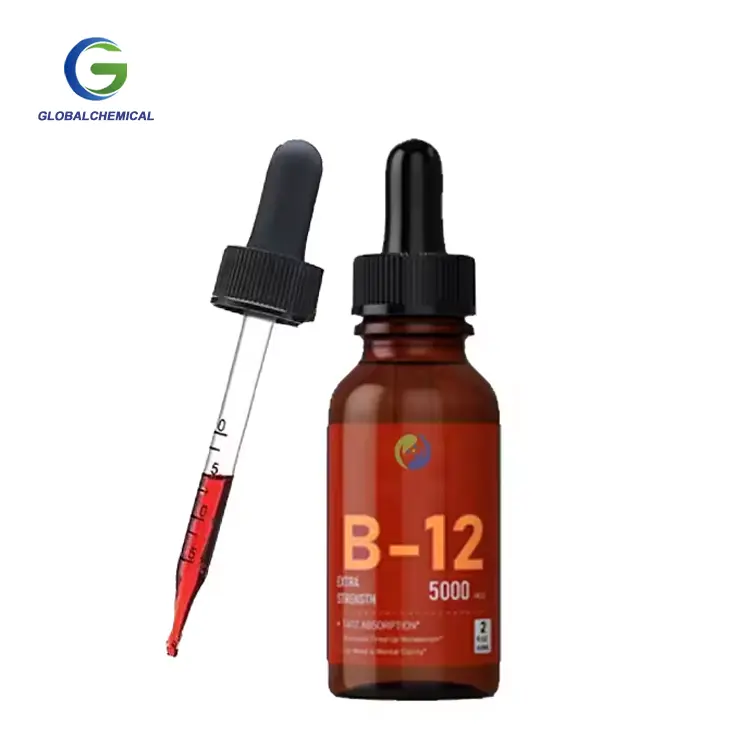 Suplementos de matéria-prima OEM vitamina b 12 gotas bebida melhorar a visão líquido oral vitamina b12