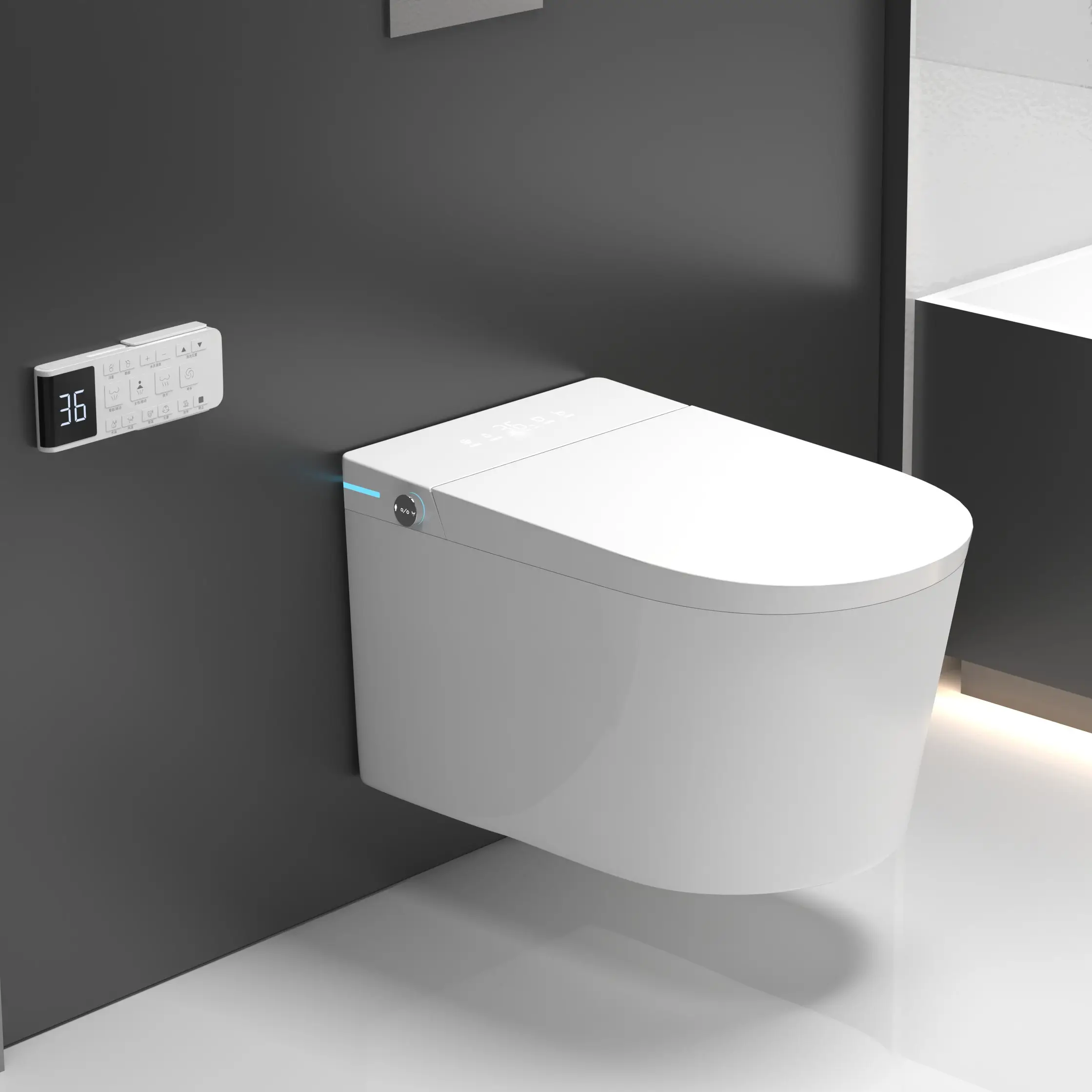 Wastafel wc porselen terpasang di dinding, mangkuk toilet pintar inodoro toilet commode kamar mandi keramik gantung otomatis