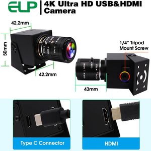 ELP 4K IMX415 USB HD MI Kamera Handbuch 3,6-10mm Manuelles Zoomobjektiv Webcam Mini-Nahaufnahme kamera für PC Computer monitor TV-Projektor - Product Image 6