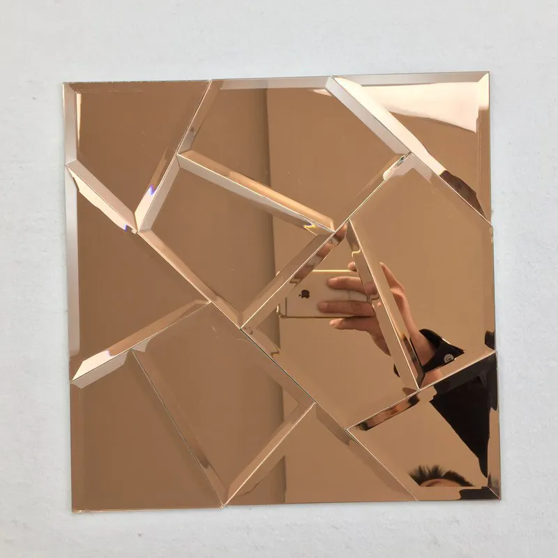 500x500 600x600 800x800 rosa ouro retangular chanfrado mosaico vidro espelho telhas artesanato