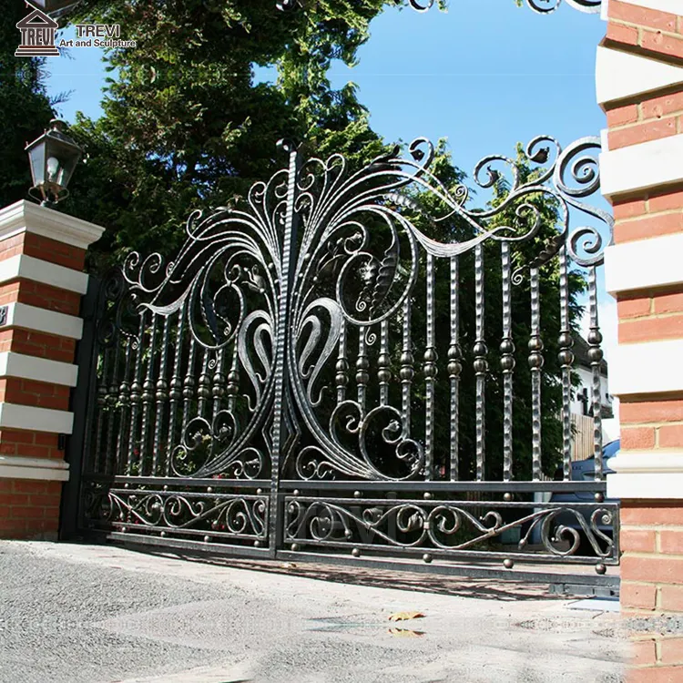 Cheap Metal Grill Design Security Wrought Iron Double Swing Gates For Sale