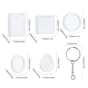 Anahtarlık ile 20 adet DIY kalıp Oval/yuvarlak/kare/damla şekli kristal epoksi reçine kalıp kolye döküm silikon manuel her zamanki yapmak - Product Image 5