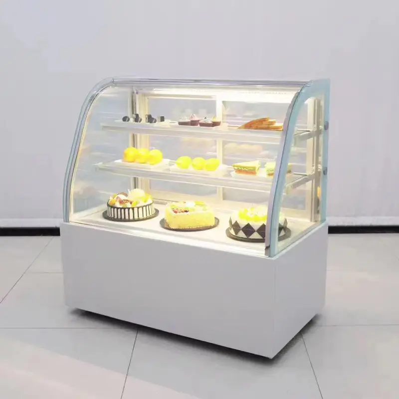 Fırın cam kek pasta sunum kabini buzdolabı soğutucu ticari ekran kek buzdolabı vitrin