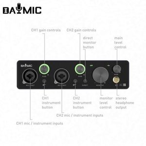 Venta al por mayor OEM X2 interfaz de audio de Estudio 2 canales XLR entradas digital portátil 48V micrófono tarjeta de sonido para PC estudio de grabación