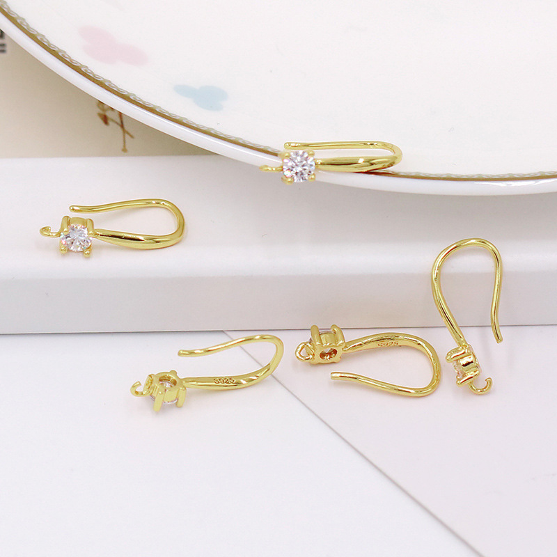 14K gold micro-painted zircon ear hooks