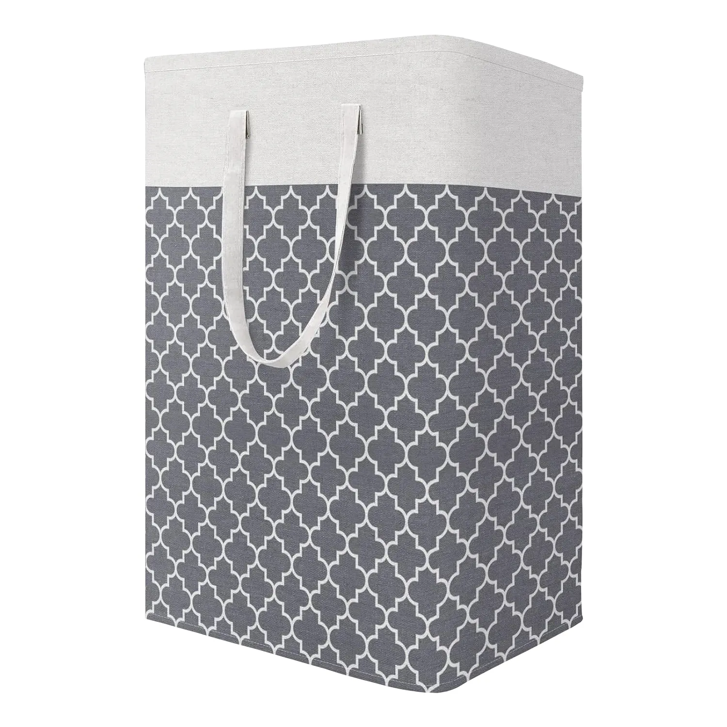 Nuovo design grigio cesto portaoggetti pieghevole camera da letto cesti quadrati di lavanderia con manici per giocattoli e articoli vari