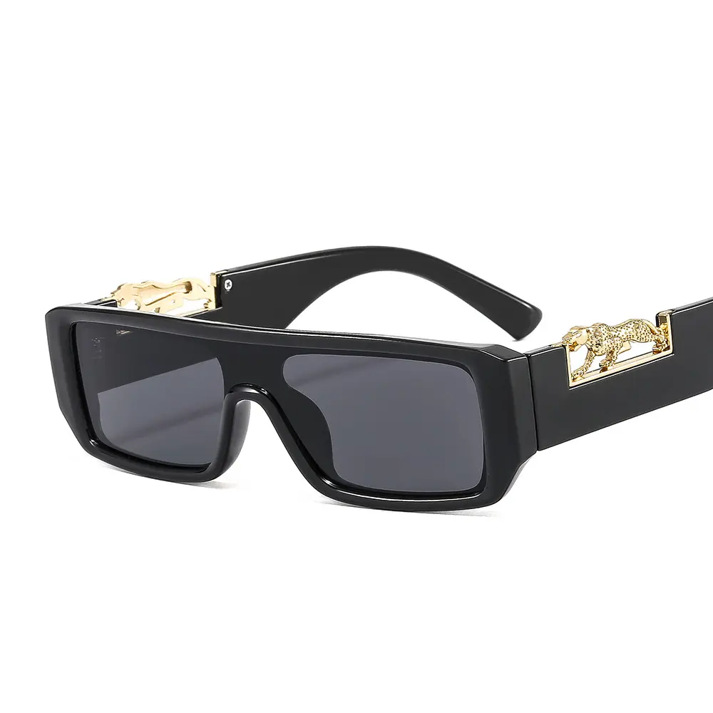 جديد الفهد الديكور الأزياء قطعة واحدة عدسة النظارات الشمسية الفاخرة الرجال ظلال صغيرة مربع نظارات شمسية للبيع بالجملة مخصص شعار lentes