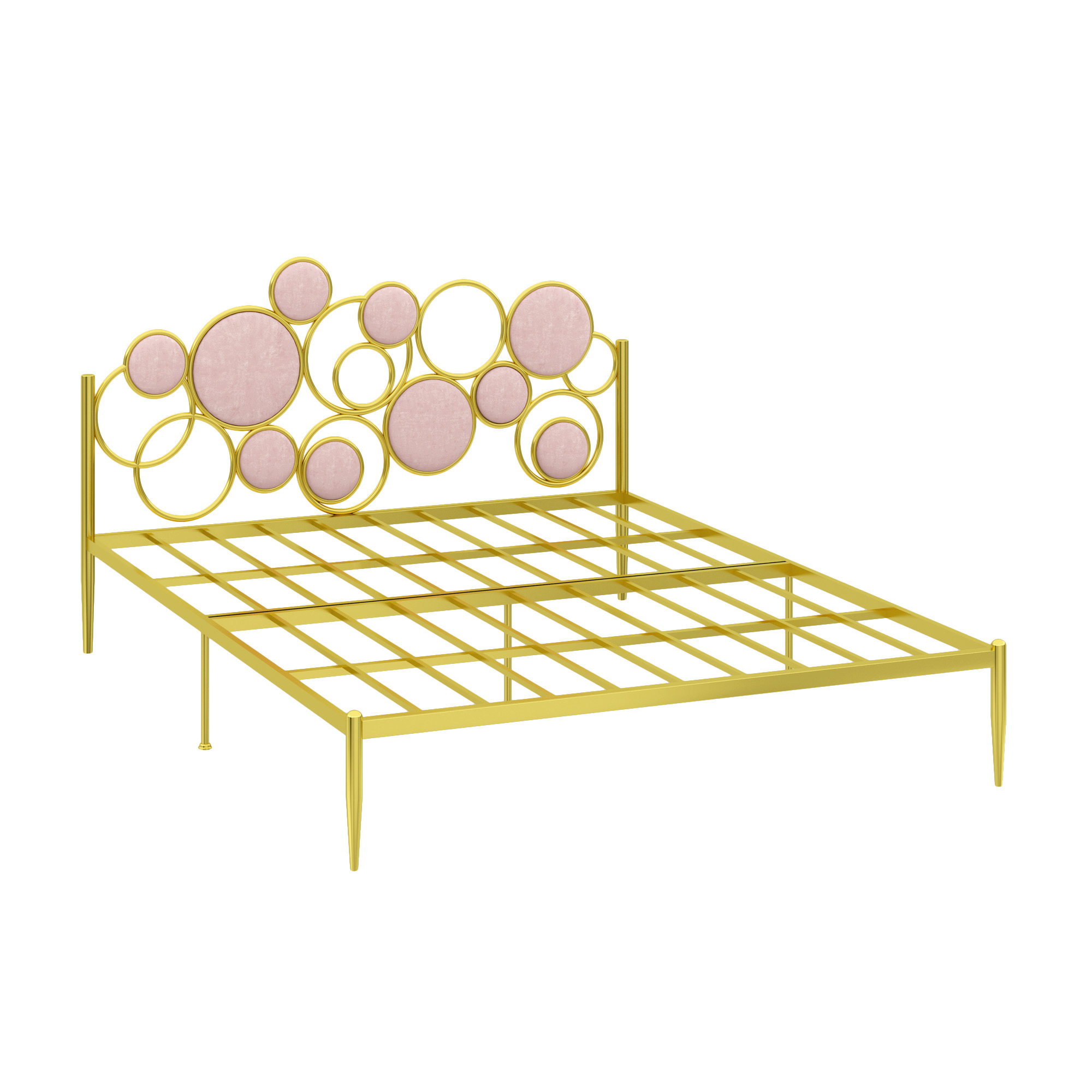 Queue plate 18k cadre de lit en or avec velours italien rose (1)
