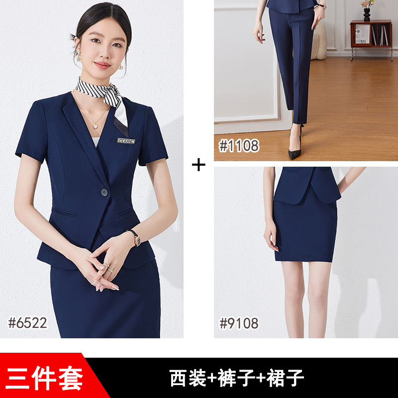 Dark blue suit pants and skirt