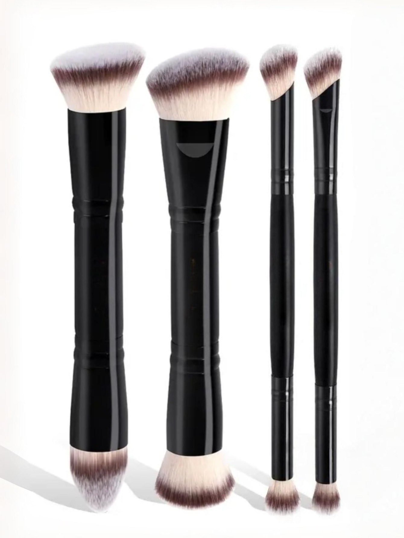 4 brochas de maquillaje de doble cabezal - triclon negro