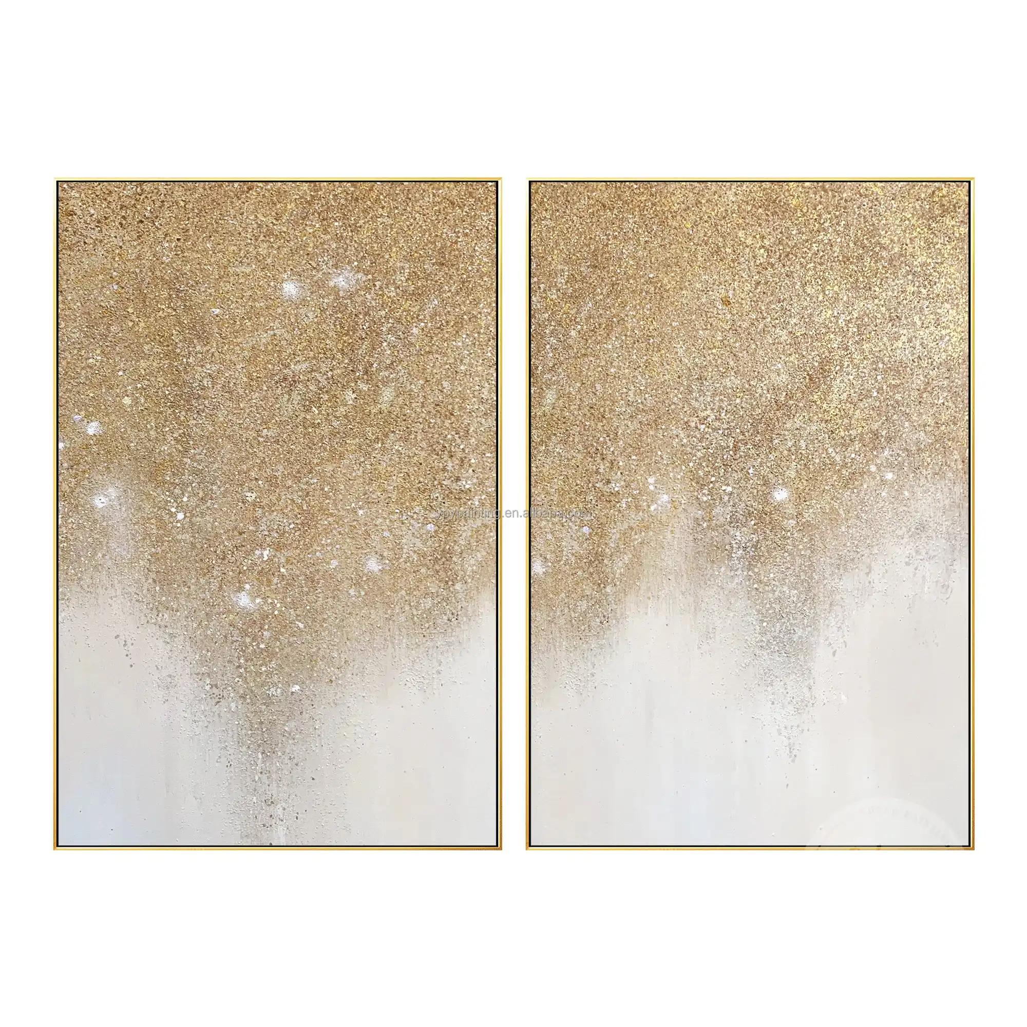 Abstract Gold Glitter Modern Handmade lussuoso oro pallido sabbia Texture Canvas Painting Wall Art Decoration Canvas Painting