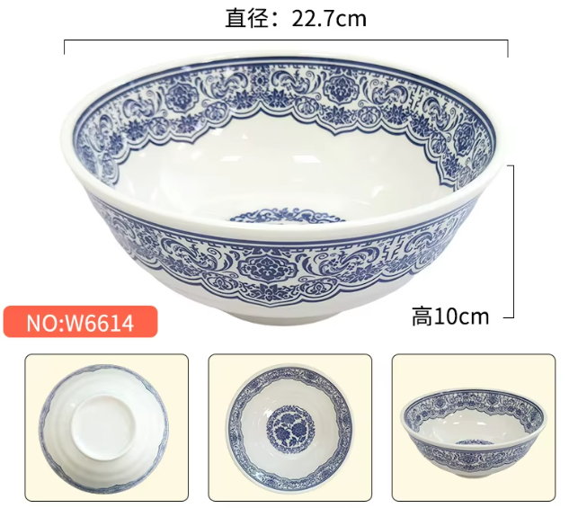Bol à nouilles bleu et chinois - grand format