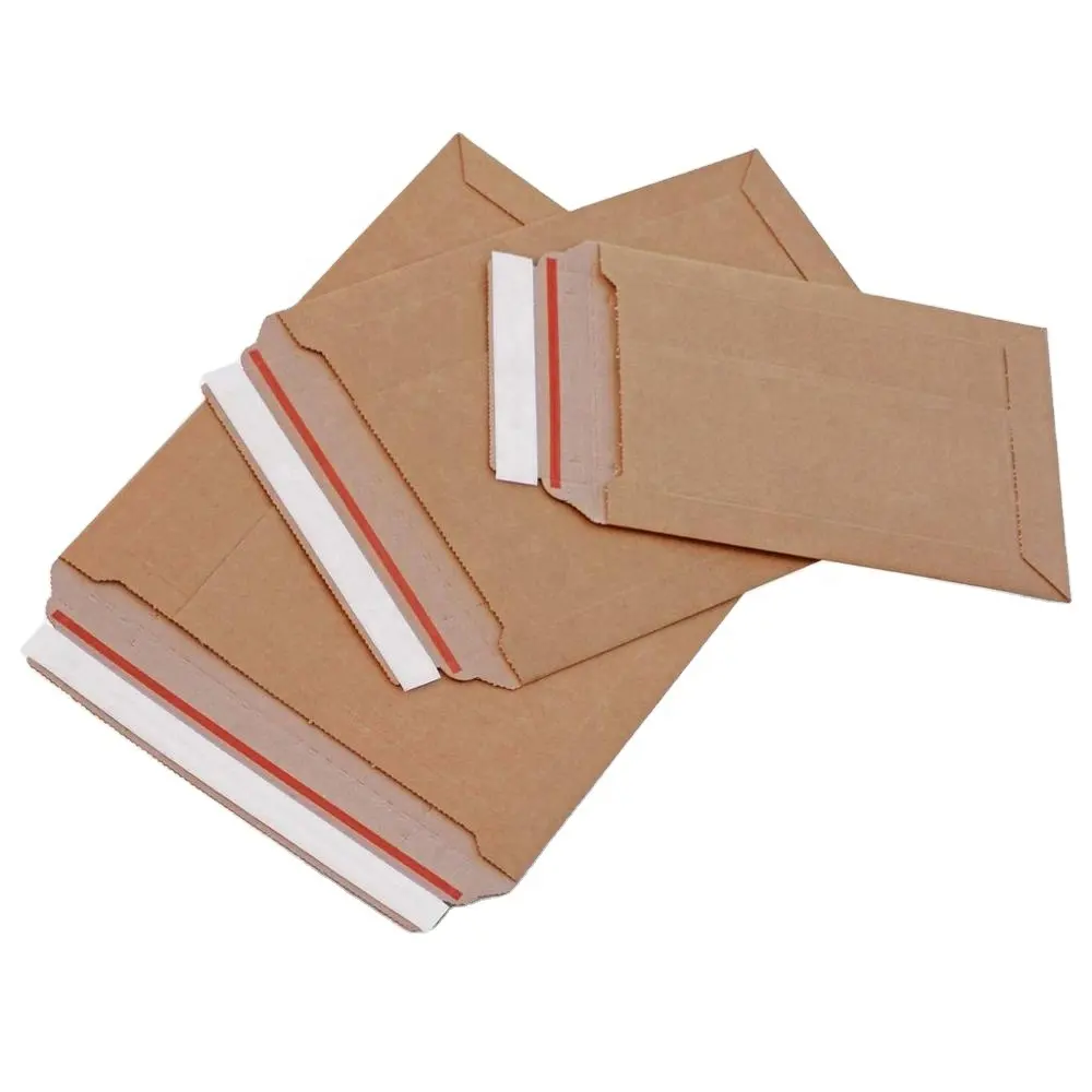 Op Maat Gemaakte Bedrukte Logo Harde Kraftpapier Kartonnen Envelop Stijve Mailer Kartonnen Verzendkosten Envelop