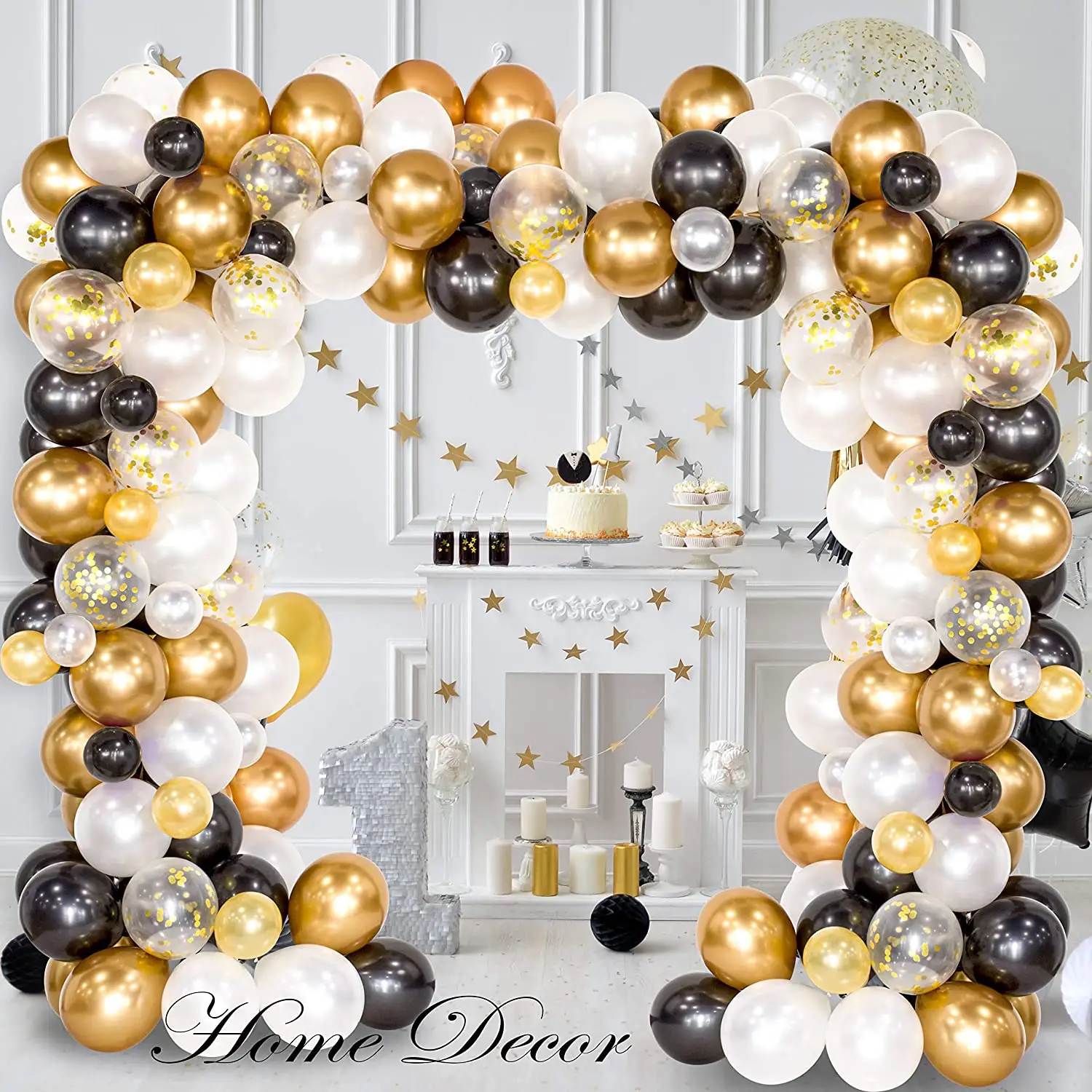 Party Decoration Birthday PARTYCOOL Black Gold Birthday Party Decor Balloon Arch Kit Bases Globos Birthday Wedding Party Supplies Balloons Garland Arch