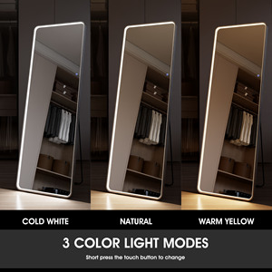 Iluminación regulable de 3 colores, botón táctil inteligente, salón de gran tamaño, piso de pie, longitud de vendaje de cuerpo completo con espejo Led de luz - Product Image 2