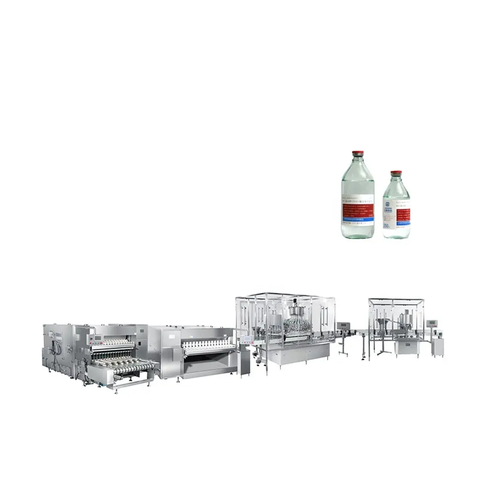 خط إنتاج ماكينة الغسيل المعقمة والتغطية والزجاجات الزجاجية الأوتوماتيكية مع صمام الجيرو الألماني