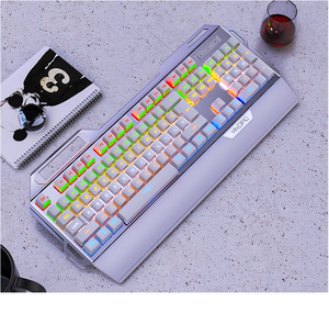 Teclado mecánico para juegos de 104 teclas, teclado con cable de luz RGB para ordenador de escritorio Gamer