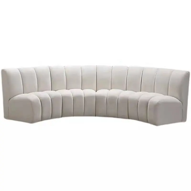 Odern-muebles de lujo para sala de estar, sofá seccional curvado circular grande de tela de terciopelo para vestíbulo de hotel