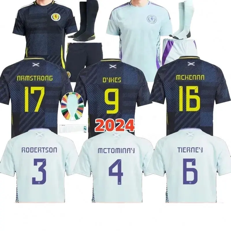 SCoTlaNd Football Shirt 2024 Euro Cup ScoTTisH 24 25 National Team Soccer Jersey Kids Kit Set Home Navy Blue Away White 150
