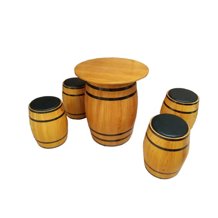 custom wood barrel table for bar
