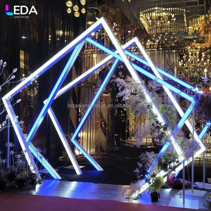 LEDA fabrika özel parti dekor serin geometri kemer RGB ışık LED tünel düğün koridor kemer zemin standı - Product Image 2